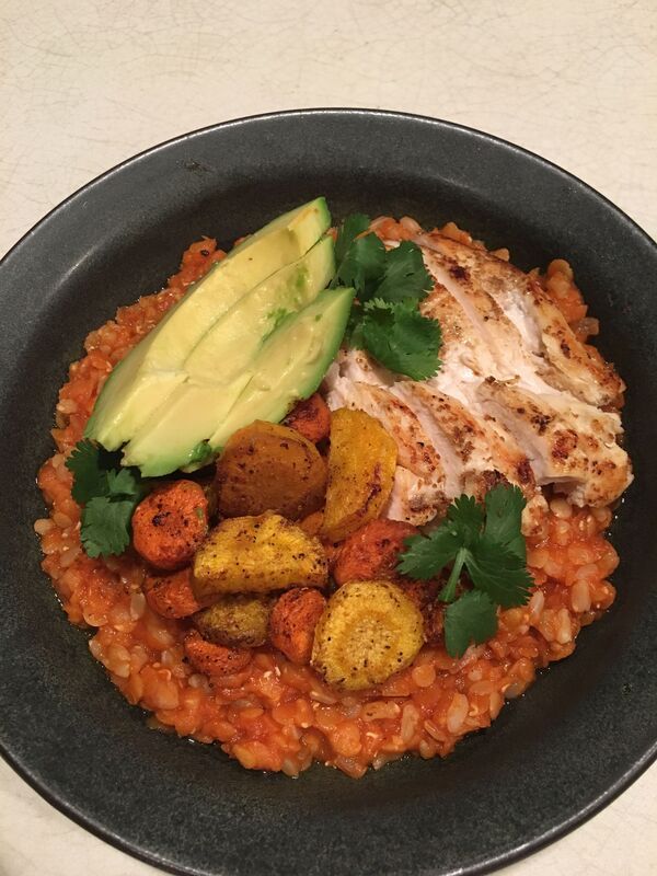 Lentil Curry Bowl with Roasted Carrots,